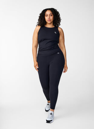 Zizzifashion 7/8 training tights with pockets, Black, Model image number 3