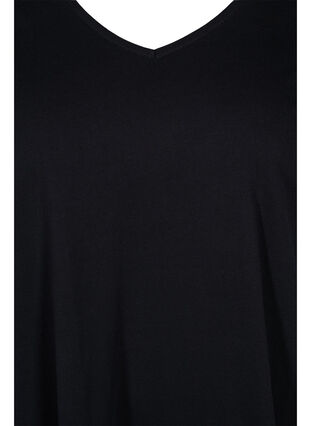 Zizzifashion Short-sleeved cotton dress with a-shape, Black, Packshot image number 2