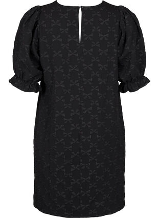 Zizzifashion Short jacquard dress with bows, Black W. Bow, Packshot image number 1