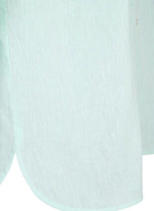 Zizzifashion Shirt blouse with button closure in cotton-linen blend, Brook Green, Packshot image number 3