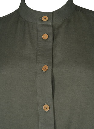 Zizzifashion Linen blend shirt with pockets, Thyme, Packshot image number 2
