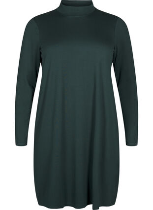 Zizzifashion FLASH - Long sleeve dress with turtleneck, Scarab, Packshot image number 0