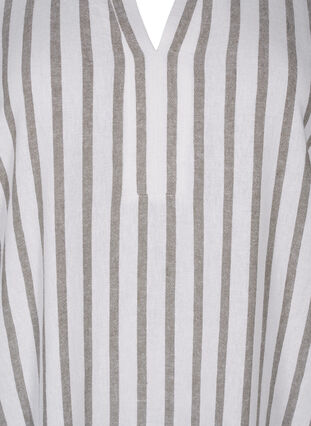 Zizzifashion Striped tunic dress in linen-viscose mix, White Stripe, Packshot image number 2