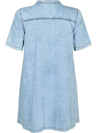 Zizzifashion Short sleeve denim dress with an a-line cut, Blue denim, Packshot image number 1