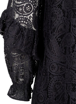 Zizzifashion Short lace dress with ruffle detail, Black, Packshot image number 3