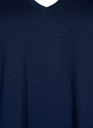 Zizzifashion Short sleeve basic t-shirt with v-neck, Navy Blazer, Packshot image number 2