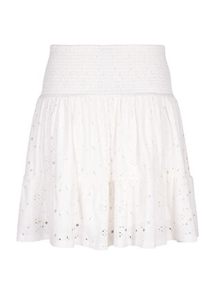 Zizzifashion Smock skirt with hole pattern, Bright White, Packshot image number 1