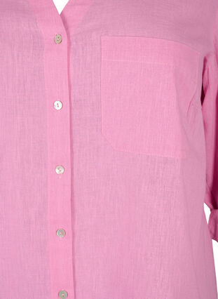 Zizzifashion Shirt blouse with button closure in cotton-linen blend, Rosebloom, Packshot image number 2
