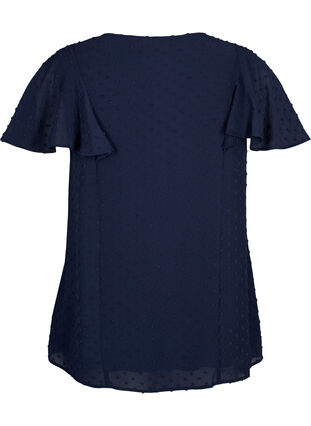 Zizzifashion Blouse with dotted texture and short sleeves, Navy Blazer, Packshot image number 1