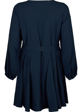 Zizzifashion Long-sleeved dress with a tie belt, Navy Blazer, Packshot image number 1