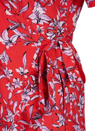 Zizzifashion FLASH - Wrap dress with short sleeves, Poinsettia Flower, Packshot image number 3