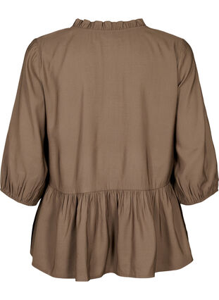 Zizzifashion Viscose blouse with buttons and 3/4 sleeves, Morel, Packshot image number 1