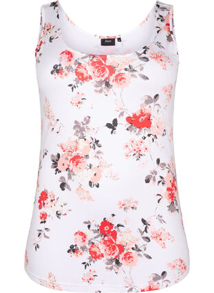 Zizzifashion Floral tank top in viscose, White AOP flower, Packshot image number 0