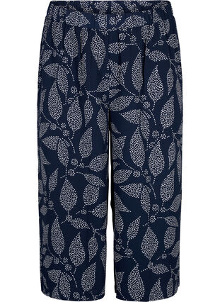 Zizzifashion Culotte trousers with print, Navy B. w. Dot Leaf, Packshot image number 0