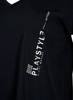 Zizzifashion Cotton training t-shirt with a print, Black w. Playstyle, Packshot image number 2