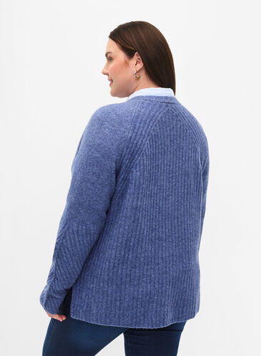 Zizzifashion Knit sweater with slit, Gray Blue Mel., Model image number 1