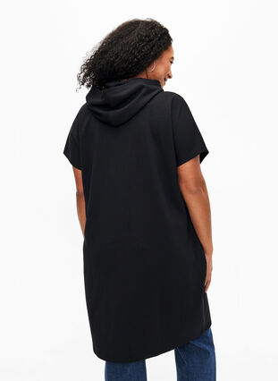 Zizzifashion Short sleeve sweat dress in modal mix, Black, Model image number 1