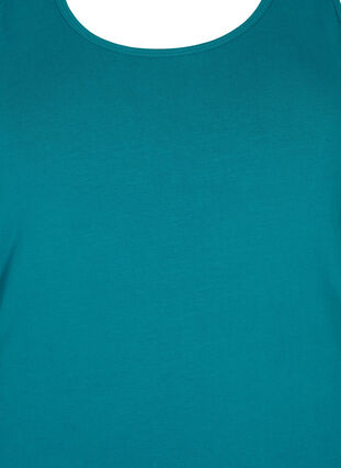 Zizzifashion Solid color basic top in cotton, Deep Lake, Packshot image number 2