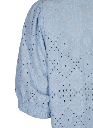 Zizzifashion Short dress with v-neck and hole pattern, Cashmere Blue, Packshot image number 3