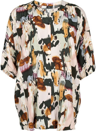 Zizzifashion Viscose Tunic with Print, Black AOP, Packshot image number 0