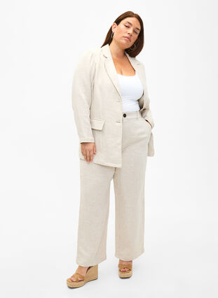 Zizzifashion Suit trousers in a material blend with linen, Rainy Day, Model image number 0
