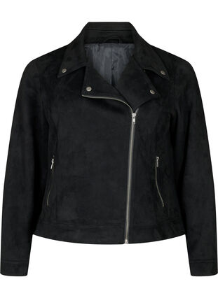 Zizzifashion Biker jacket in faux suede, Black, Packshot image number 0