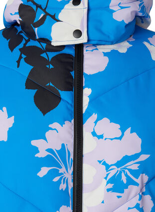 Long winter jacket with a floral print, French Blue Comb, Packshot image number 2