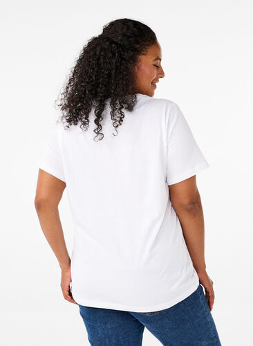 Zizzifashion Organic cotton t-shirt with print, Bright White Printet, Model image number 1