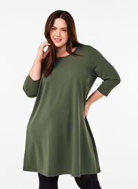 FLASH - Short dress with an A-line shape and 3/4 sleeves, Thyme, Model