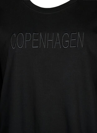 Zizzifashion Sweatshirt with embroidered text, Black Copenhagen , Packshot image number 2