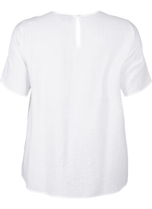 Zizzifashion Short-sleeved viscose blouse with lace detail, Bright White, Packshot image number 1