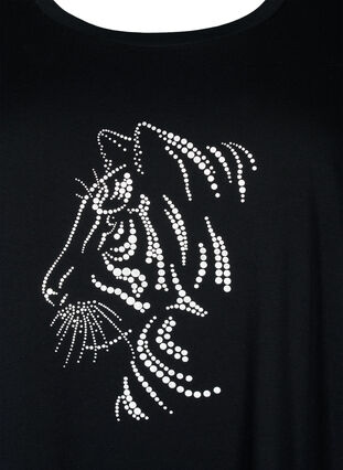 Zizzifashion Cotton T-shirt with motif, Black w. Lion, Packshot image number 2