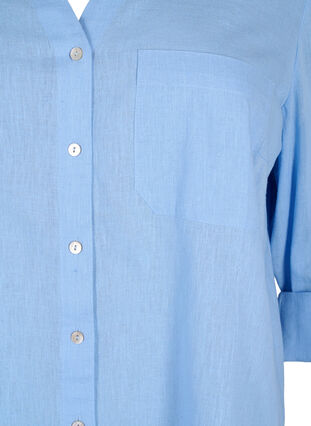 Zizzifashion Shirt blouse with button closure in cotton-linen blend, Serenity, Packshot image number 2