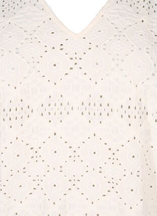 Zizzifashion Long-sleeved blouse with V-neck and hole pattern, Antique White, Packshot image number 2