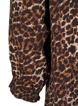 Zizzifashion Long leopard print dress with 3/4 sleeves, Leo AOP, Packshot image number 3