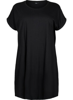Zizzifashion 2-pack cotton dress with short sleeves, Balsam Green/Black, Packshot image number 3