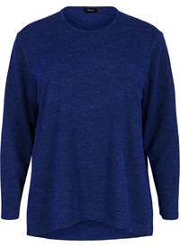 Melange blouse with round neck and long sleeves