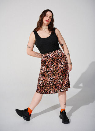 Zizzifashion Leopard print skirt with slits, Leopard AOP, Image image number 0