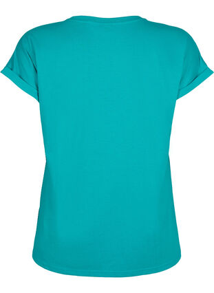 Zizzifashion Short sleeved cotton blend t-shirt, Teal Blue, Packshot image number 1