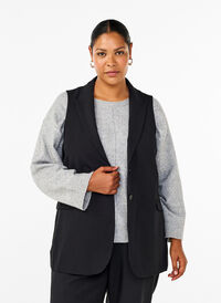 Vest with collar and pockets, Black, Model