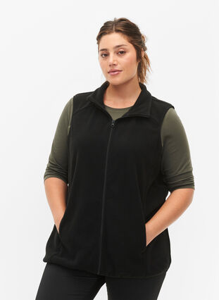 Zizzifashion Fleece vest with pockets, Black, Model image number 0