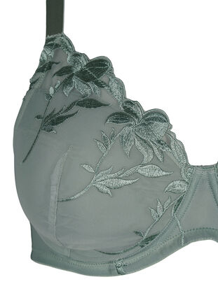 Zizzifashion Padded underwire bra with embroidery, Iceberg Green, Packshot image number 2