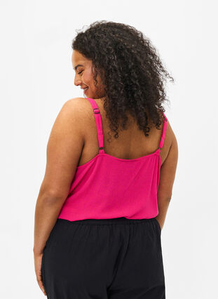 Zizzifashion Viscose top with narrow straps, Raspberry Sorbet, Model image number 1