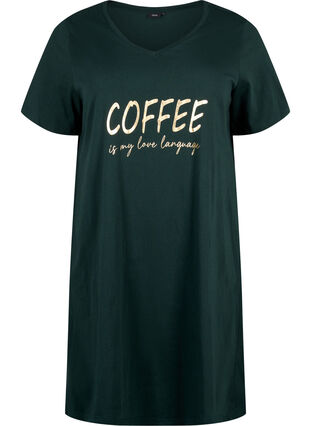 Zizzifashion Organic cotton nightgown with v-neck, Scarab Coffee, Packshot image number 0