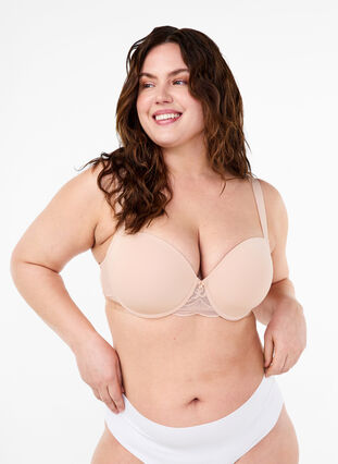 Zizzifashion Moulded bra with mesh, Nude, Model image number 3