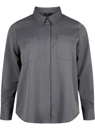 Pinstriped shirt with collar and chest pockets, Dark Shadow Pin St., Packshot