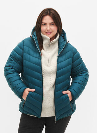 Zizzifashion Lightweight jacket with hood, Deep Teal, Model image number 2