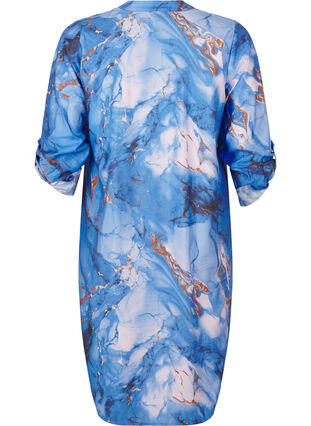 Zizzifashion Viscose shirt dress with marble print, Palace Blue AOP, Packshot image number 1