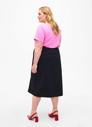 Zizzifashion Midi skirt with slit and cargo pocket, Black, Model image number 1