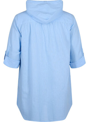 Zizzifashion Hooded tunic in cotton and linen, Serenity, Packshot image number 1